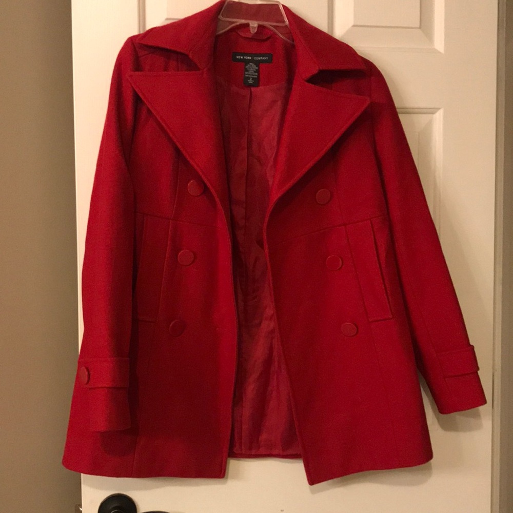 Red pea coat